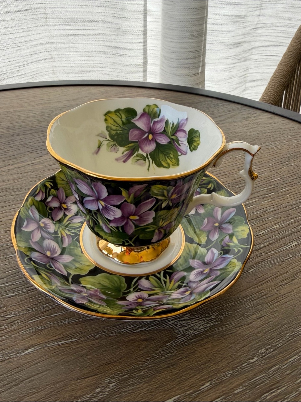Royal Albert Bone China Cup & Saucer. Purple Violet.